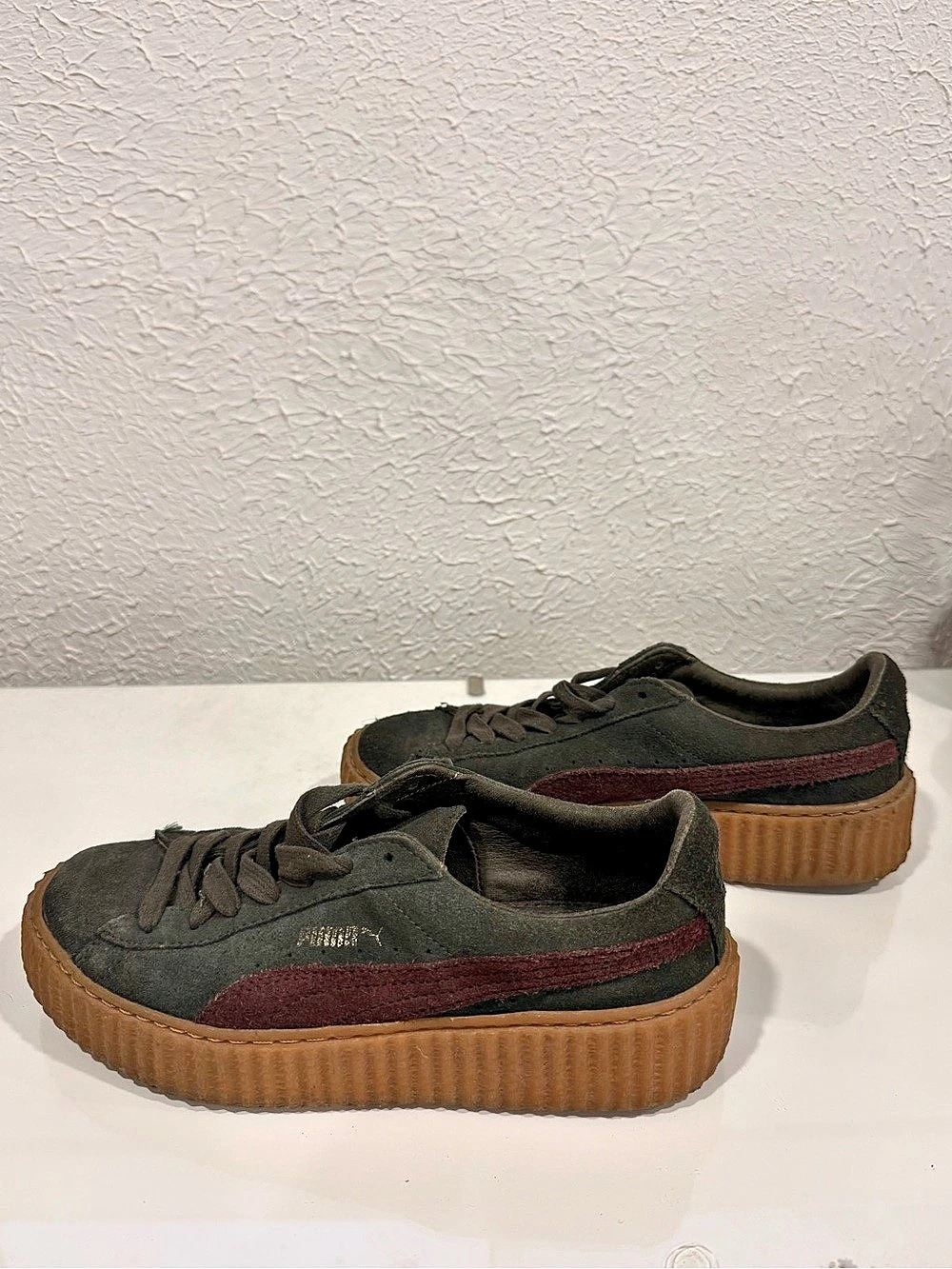 Puma Fenty x Puma Suede Creeper Green Bordeaux Sneakers - Picture 3 of 4